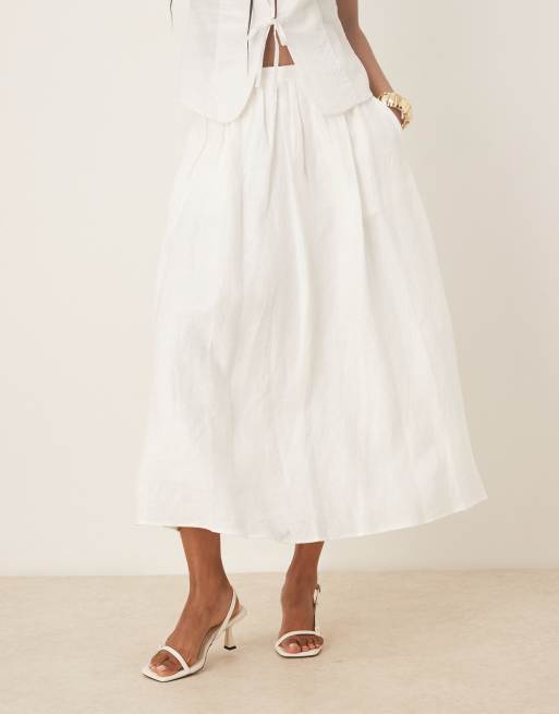 Linen Skirt Mango White Midi Skirt Mango Linen Elasticated Maxi