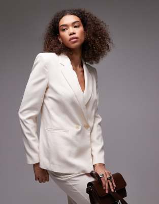 Mango Linen Look Blazer In Neutral