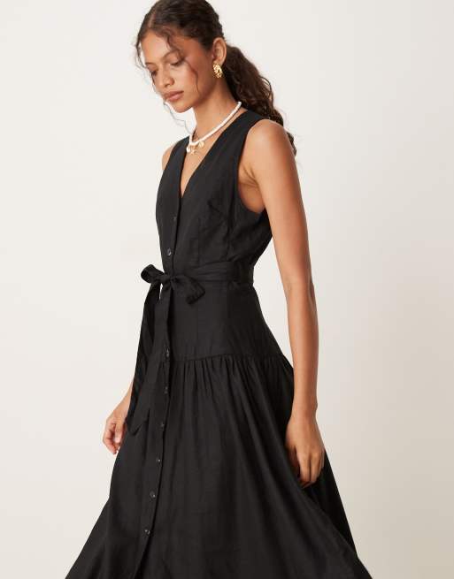 blue dress for baby girl Black draped tie waist shirt dress main image 0