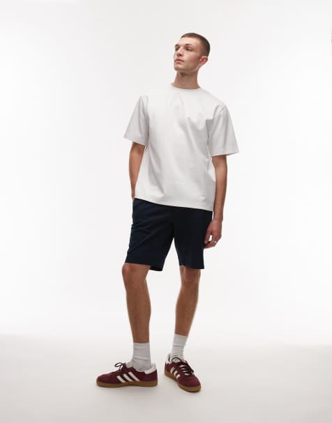 Mango linen mix chino shorts in navy - view 1