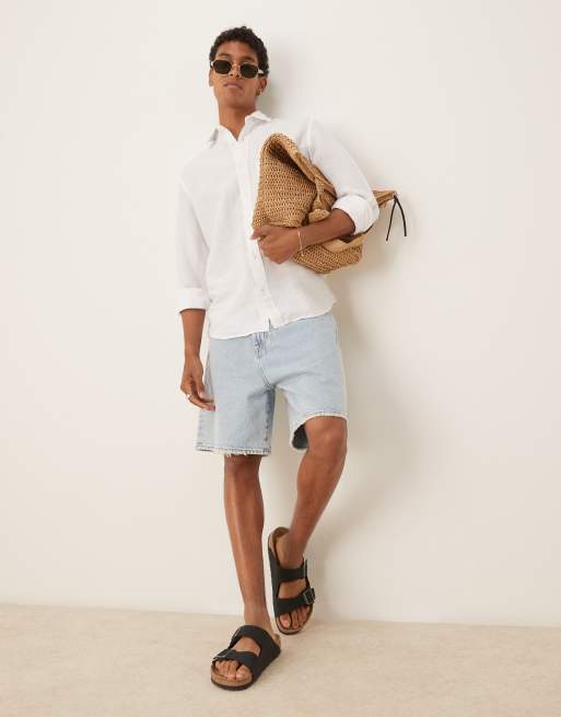 Mango linen mix long sleeve shirt in white, 3 of 4