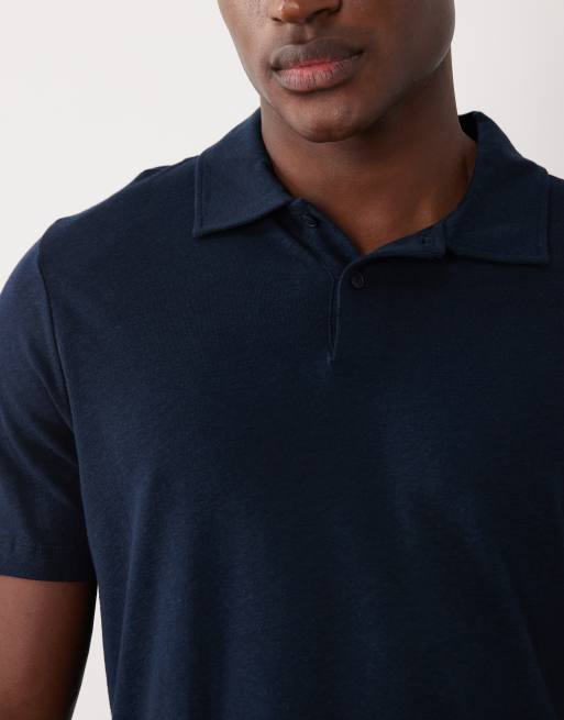 Mango linen mix polo shirt in navy, 5 of 5