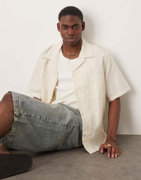 Mango linen mix relaxed fit shirt in beige - view 1