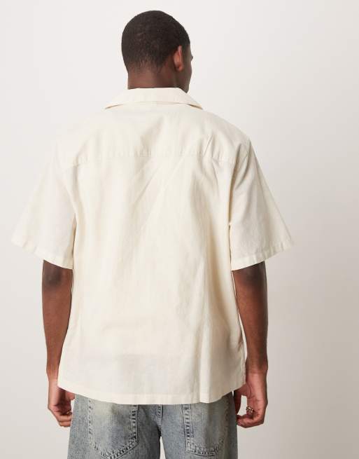 Mango linen mix relaxed fit shirt in beige