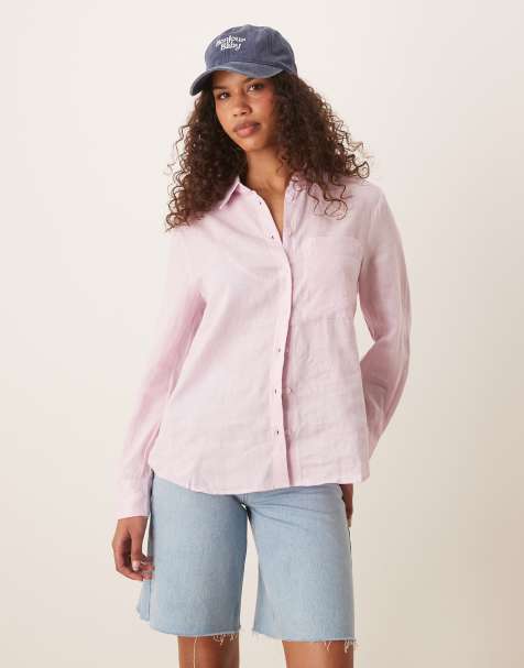 Mango linen mix shirt in pink - view 1