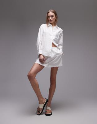 Mango Linen Mix Shirt In White