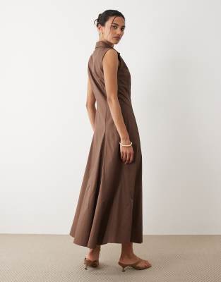 mango brown linen dress MANGO - Lyocell shirt Dress Brown