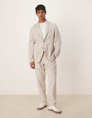asos Mango linen mix slim fit suit co-ord in light beige