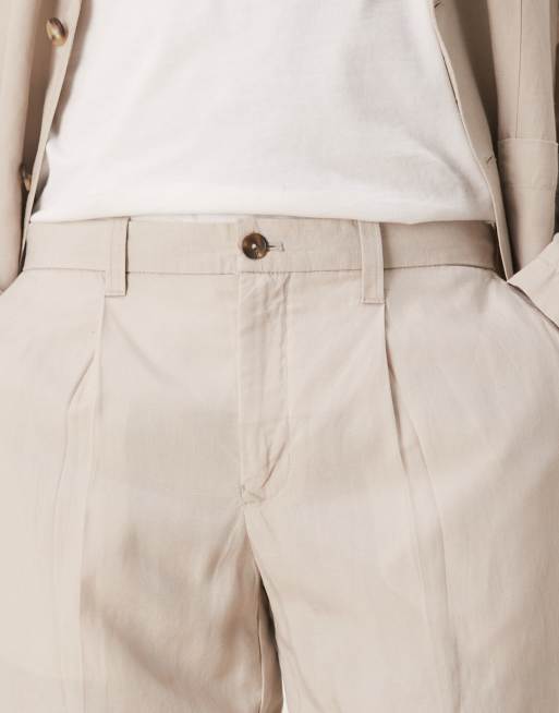 Mango linen mix slim fit trouser co-ord in light beige, 2 of 5