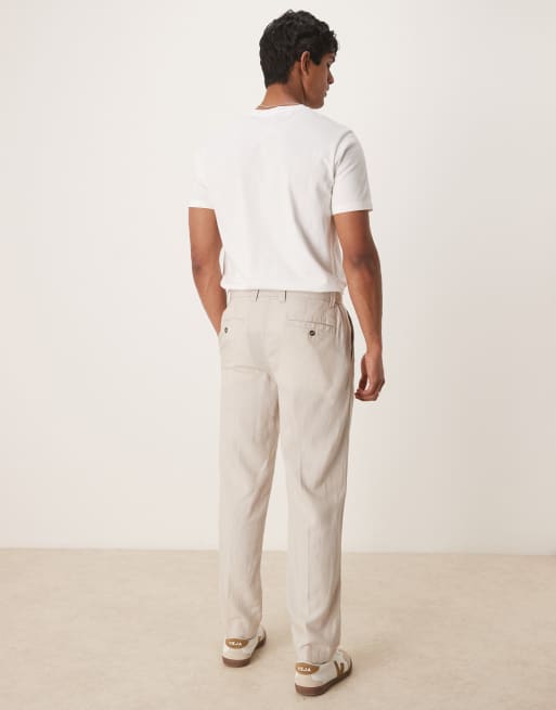 Mango linen mix slim fit trouser co-ord in light beige, 3 of 5