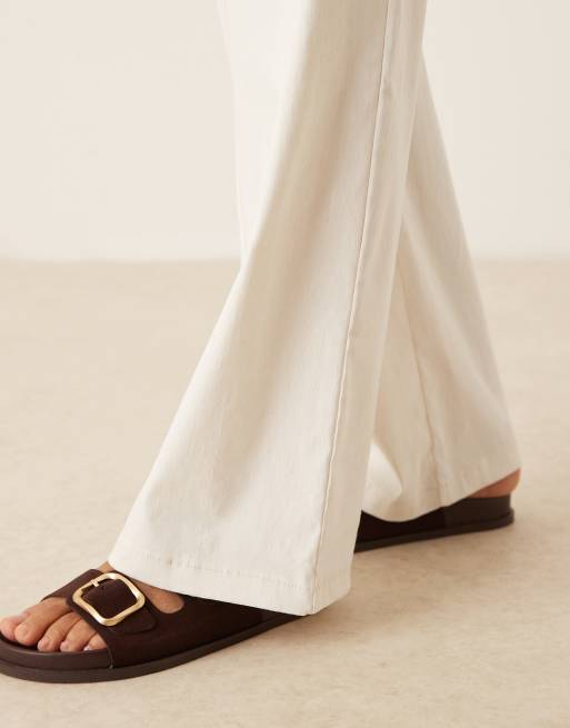 Mango linen mix slim trouser co-ord in white, 5 of 5