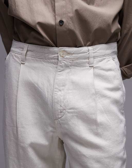 Mango linen mix straight leg slouchy pants in beige
