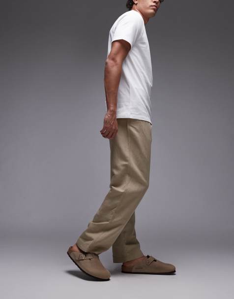 Mango linen mix straight leg trouser in beige - view 1