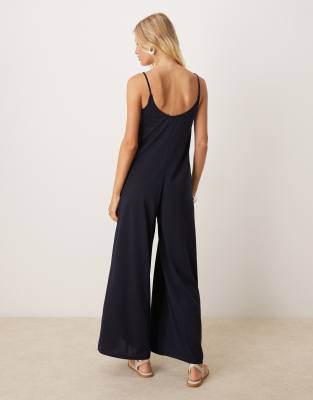 Mango Linen Mix Strappy Jumpsuit