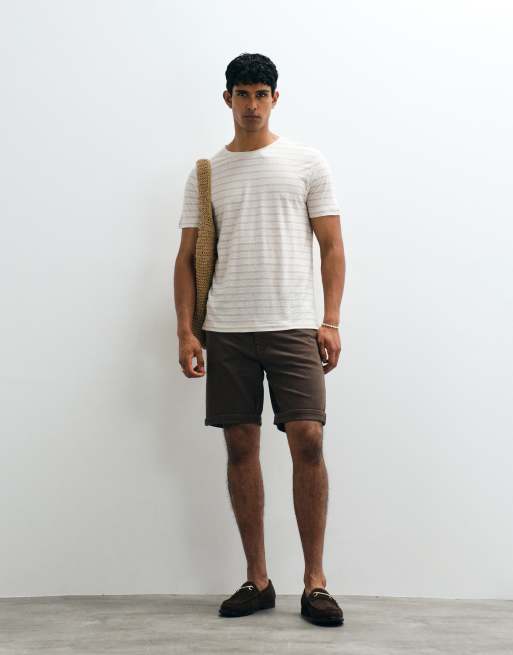 Mango linen mix striped t-shirt in beige, 2 of 5