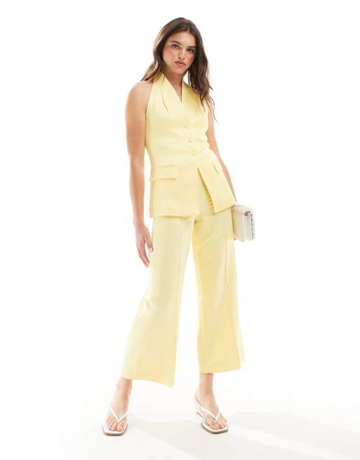 Mango linen mix tailored pants in yellow - part of a set