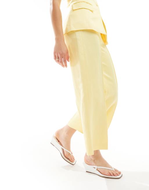 Mango linen mix tailored pants in yellow - part of a set