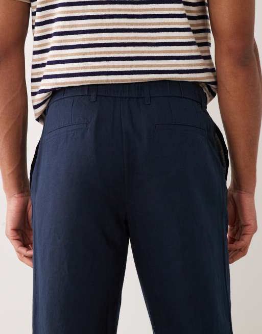 Mango linen mix tie waist pants in navy, 5 of 5