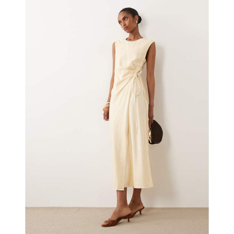 monty butter linen midi dress itsrachelwaddell on LTK