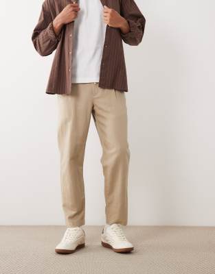 Mango Linen Mix Tie Wasit Trousers In Multi