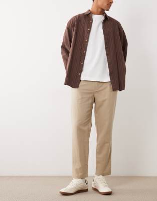 Mango Linen Mix Tie Wasit Trousers In Multi