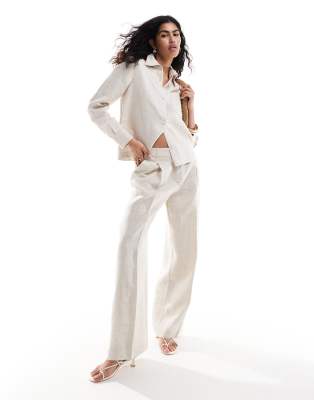 MANGO LINEN PANTS IN BEIGE - PART OF A SET-NEUTRAL