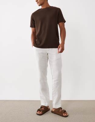 Mango Linen Pants In Neutral