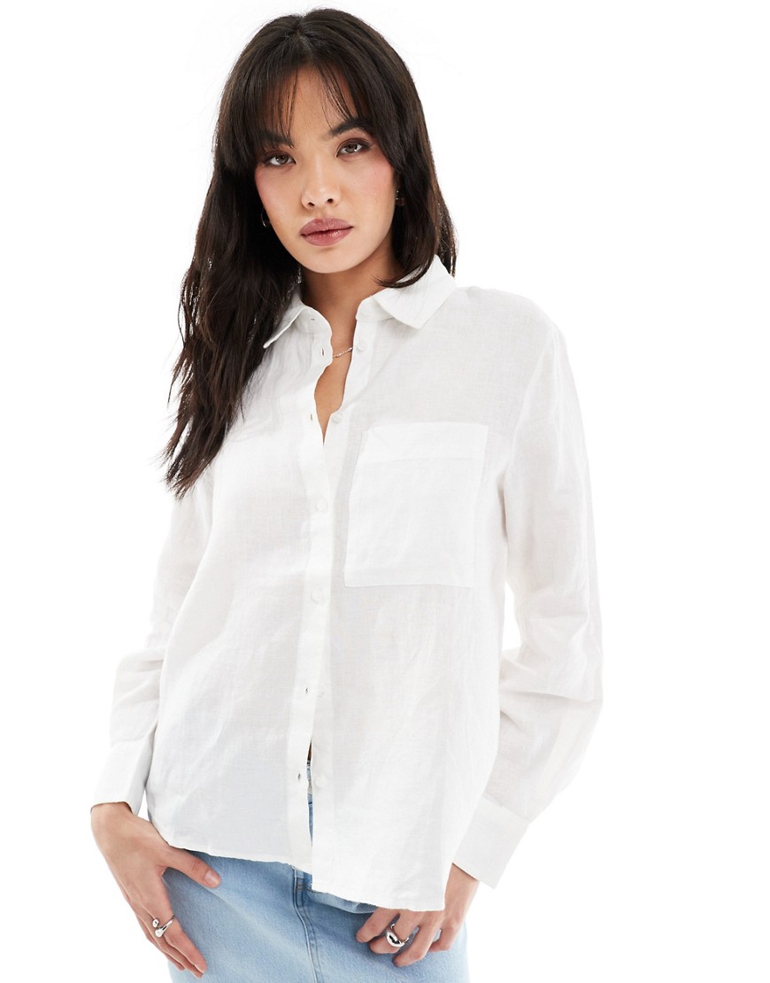 Mango linen shirt in white