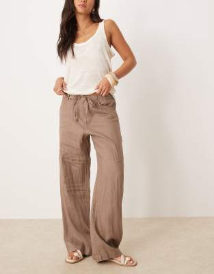 Mango Linen Straight Leg Pants