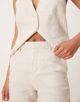 Mango Linen Tailored Pants In Brown