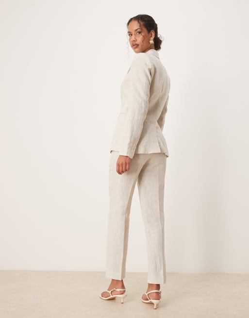 Mango linen tailored pants in ecru - part of a set, 3 of 5