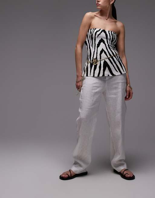 Mango linen tailored pants in white, 5 of 5