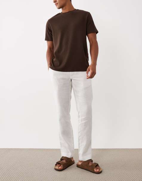 Mango linen trouser in cream - view 1