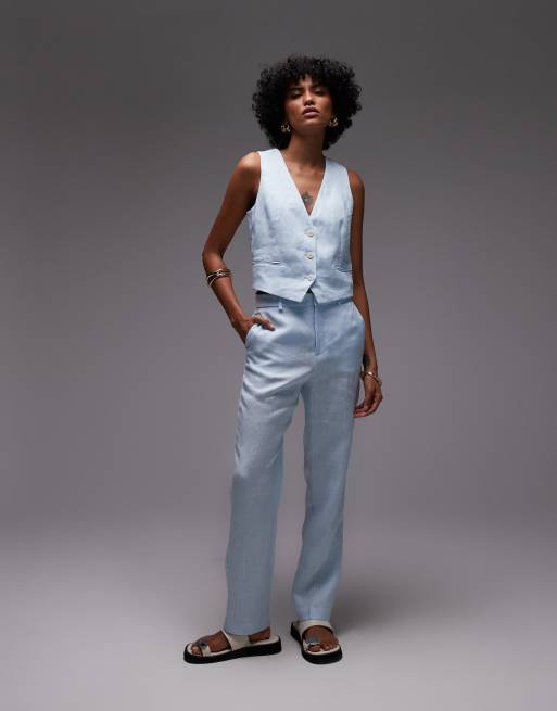 Mango linen vest in blue - part of a set, 2 of 4