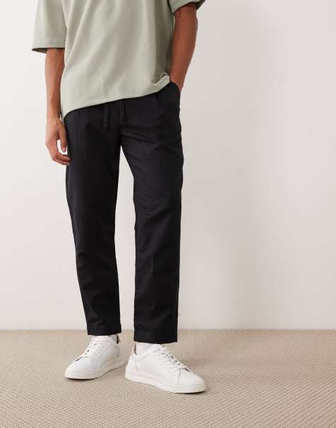 Mango - Linnen broek met gestrikte taille in zwart - view 1