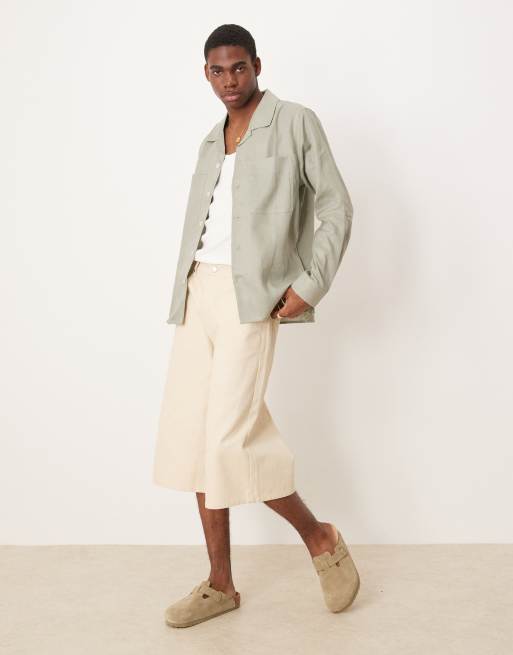 Mango - Linnen overshirt in lichtgroen, 2 van 4