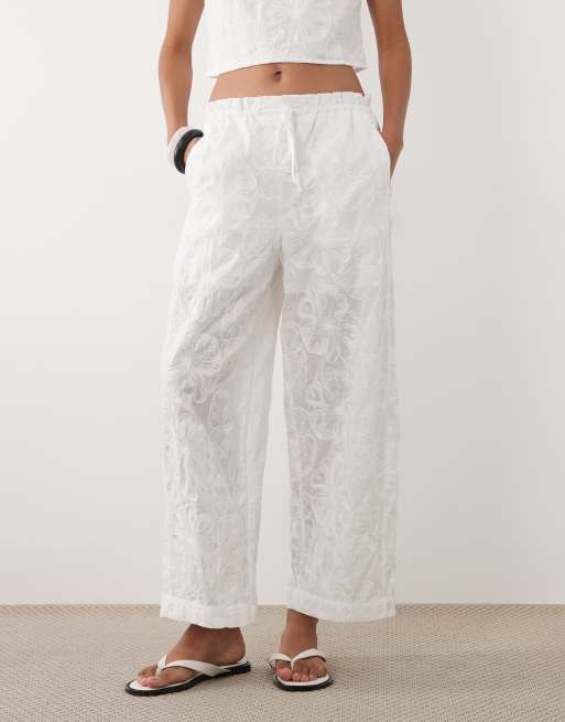 Mango - Lisboa - Pantalon droit d'ensemble en coton texturé - Blanc, 5 de 5