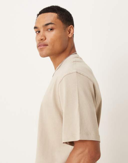Mango – Ljusbeige, avslappnad t-shirt i 100% bomull, 4 av 5