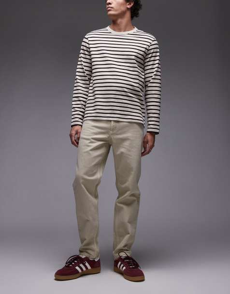 Mango – Ljusbeige jeans med barrelben - view 1