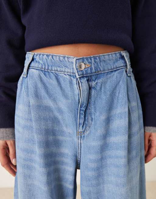 Mango – Ljusblå, böljande jeans med raka ben och veck framtill, 4 av 5