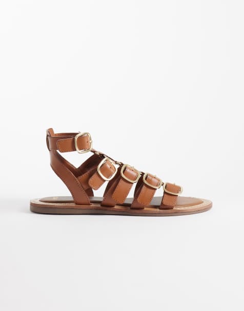 Mango – Ljusbruna gladiatorsandaler i 100% läder med spännen - view 1