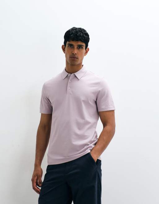 Mango – Ljusrosa t-shirt i regular fit med pikékrage, 5 av 5