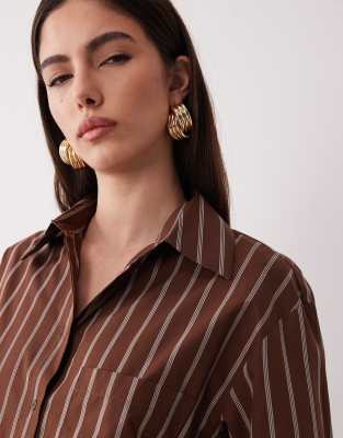 Mango Llama Oversized Shirt Co-ord In Brown