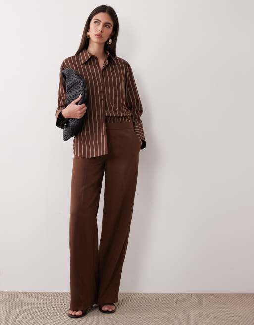 Mango - Llama - Coordinato con camicia oversize e pantaloni color cioccolato a righe, 3 di 3