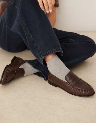 Mango - Loafer aus 100% Leder in Dunkelbraun-Brown