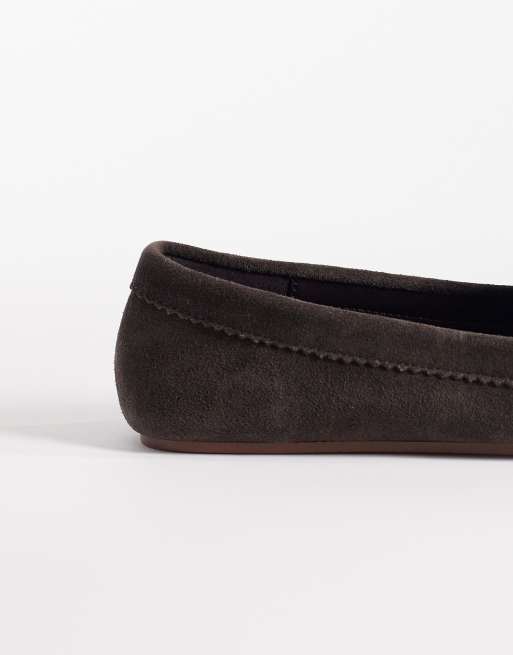 Mango – Loafer aus 100% Wildleder in Schokobraun mit gerafftem Detail, 3 von 4