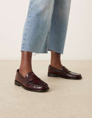 Mango - Loafer aus Leder in Kirschrot
