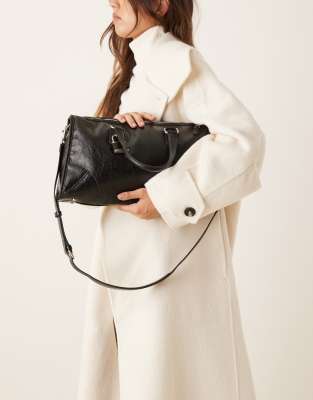 Mango Lock Charm City Bag In Black