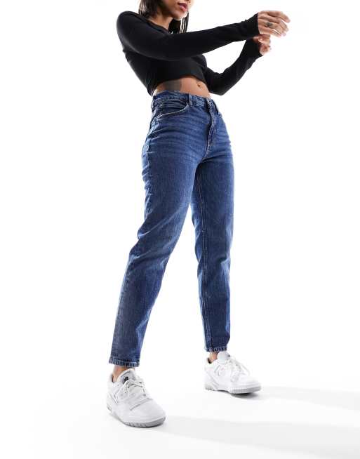 Mango – Locker geschnittene Mom-Jeans in verwaschenem Blau