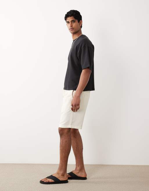 Mango – Locker geschnittene Shorts aus Baumwollmix in Ecru mit Tunnelzug, 3 von 5
